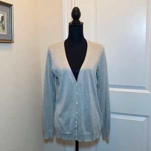 Banana Republic Silver Metallic Button Front Cardigan